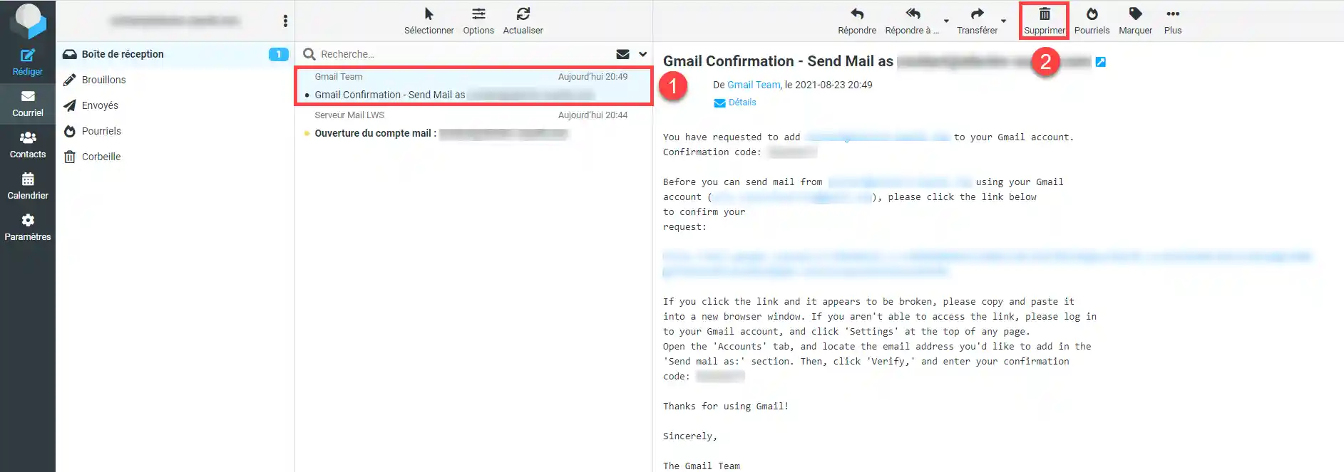 Comment supprimer des mails via le webmail  